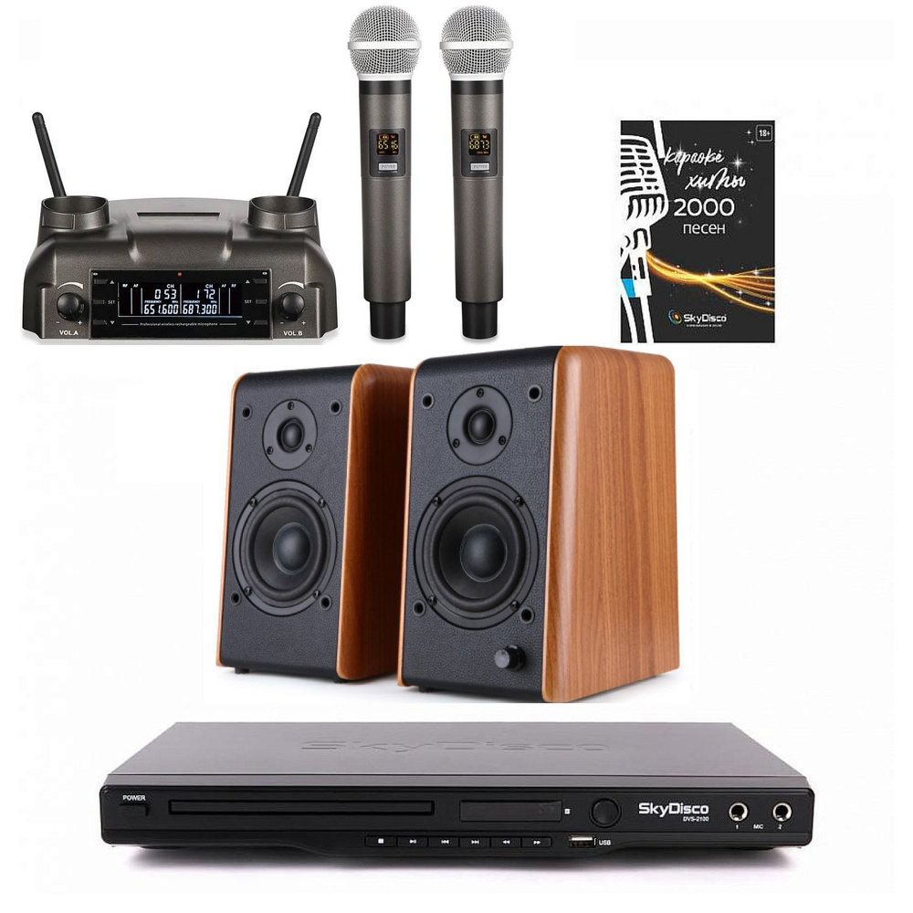 Домашняя караоке система SkyDisco Karaoke Home Set 3+B77BT с микрофонами и акустикой  #1