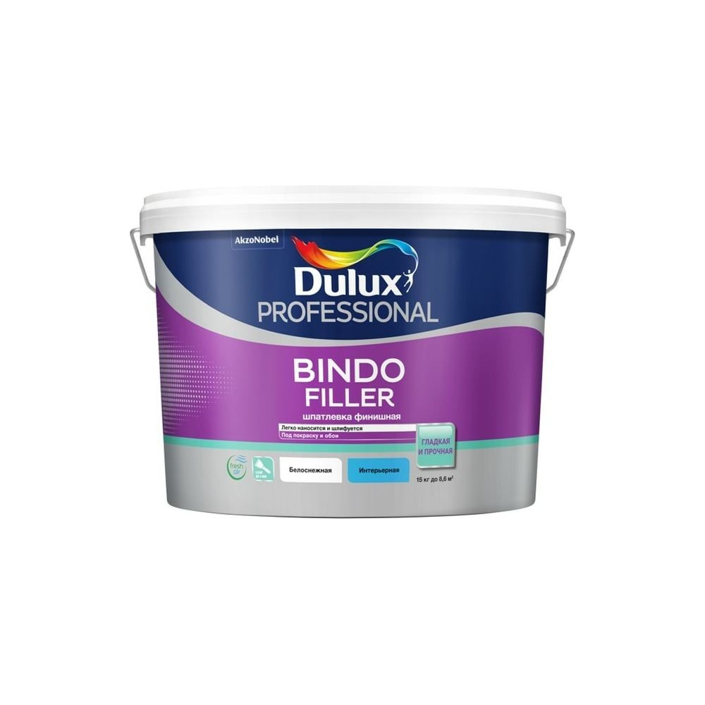 Финишная колеруемая безусадочная шпаклевка под покраску и обои 15 кг DULUX BINDO FILLER 5319755  #1