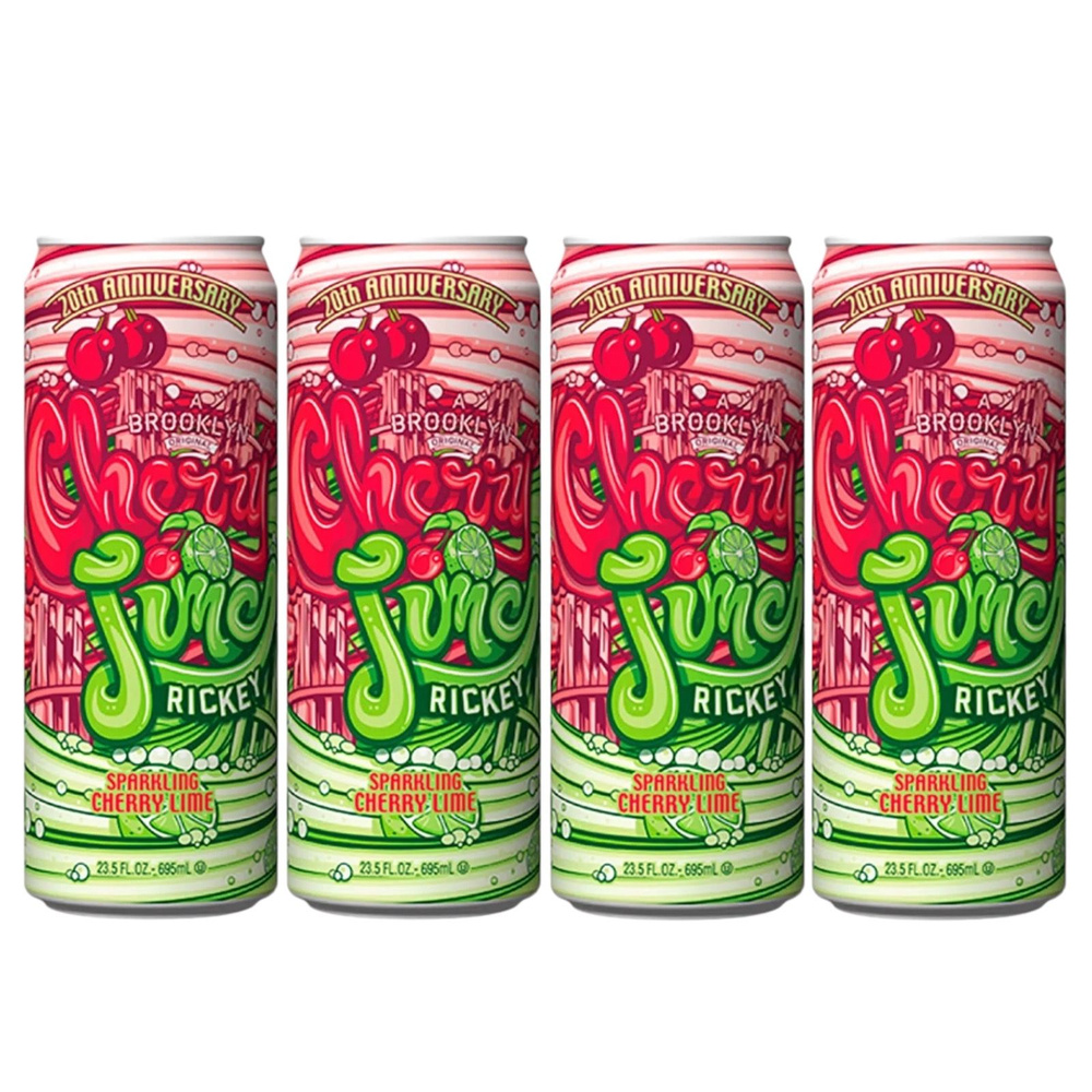 Холодный зелёный чай Arizona Cherry Lime Rickey (Газированный чай Аризона), 650 мл * 4 шт, США  #1