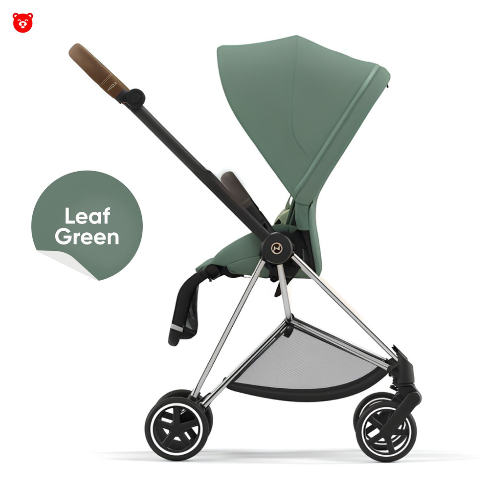 Cybex Mios III Прогулочная коляска, шасси Chrome, коричневая ручка, текстиль Leaf Green  #1