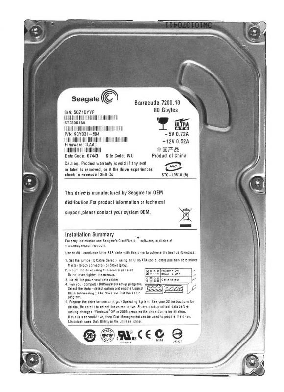 Seagate 80 ГБ Внутренний жесткий диск (ST380815A)  #1