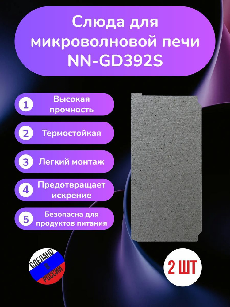 2шт.- Слюда для СВЧ микроволновой печи NN-GD392S 115мм х 54мм #1