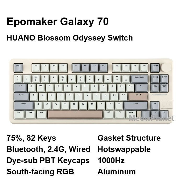 EPOMAKER Игровая клавиатура беспроводная Galaxy70, Blossom