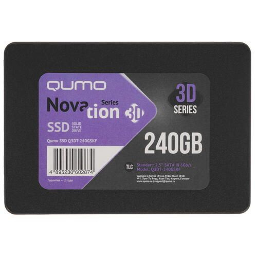 QUMO 240 ГБ Внутренний SSD-диск 240 ГБ, 530 Мбайт/сек, 120 ТБ ([Q3DT-240GSKF])  #1