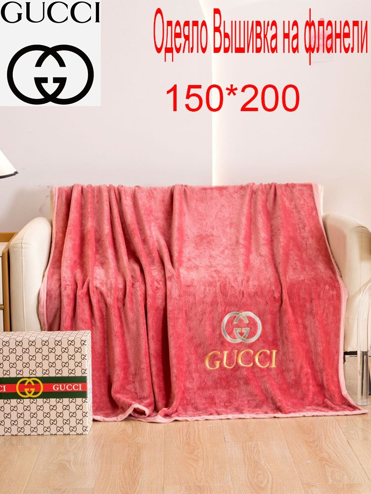 Gucci Плед Модный бренд Gucci Коралловое бархатное одеяло с вышивкой 150*200 см, утолщенное одеяло для #1