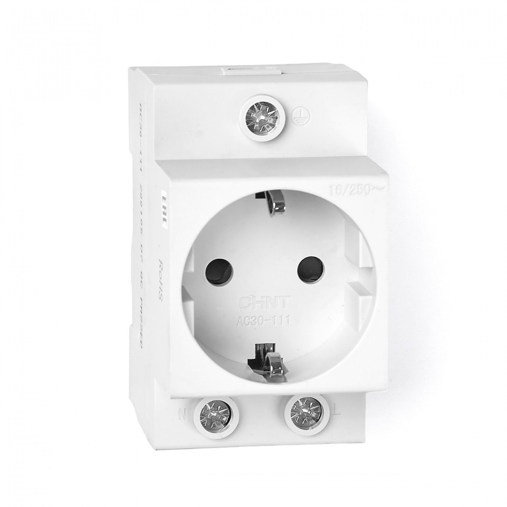 Розетка с заземляющим контактом на DIN-рейку CHINT 2P+PE 16А 250 В IP ...