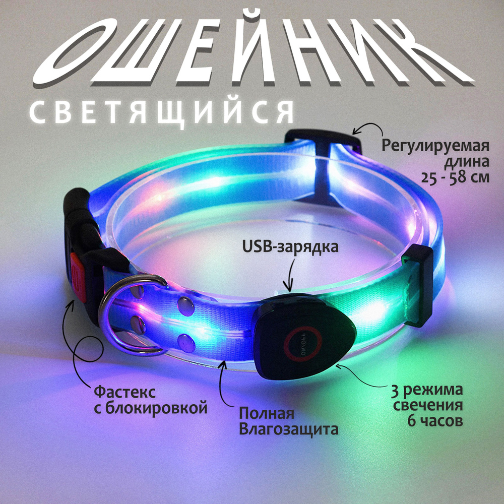 Ошейник светящийся для собак, светодиодный, голубой, Wachen купить на ...