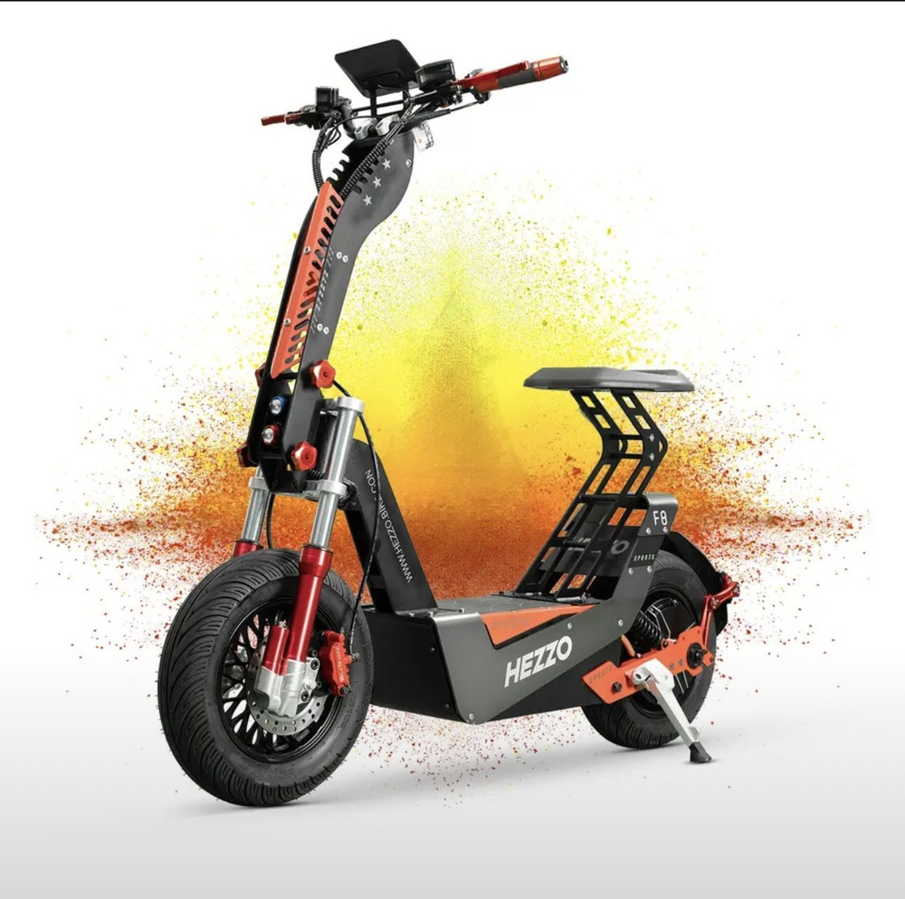 Электросамокат HEZZO F8 8000W, черный, оранжевый купить на OZON по