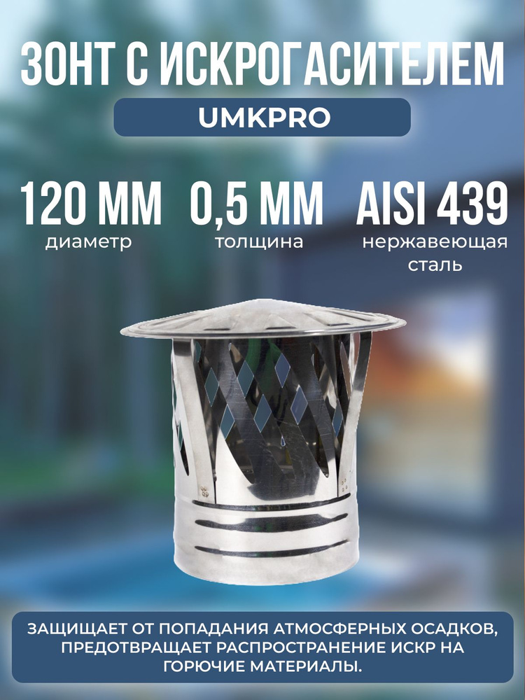 Зонт с искрогасителем, ф 120, AISI 439/0,5мм, тип-2 #1