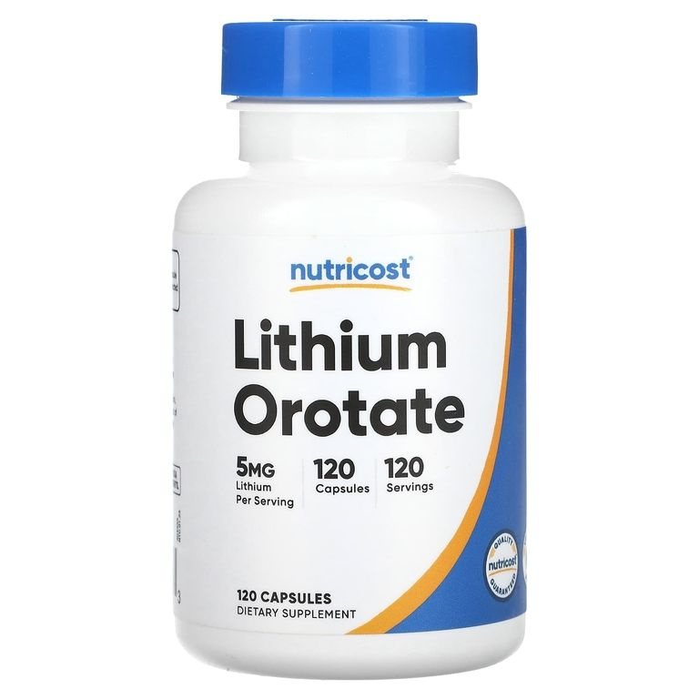 Nutricost Lithium Orotate, оротат лития 5 мг, 120 капсул из США купить ...