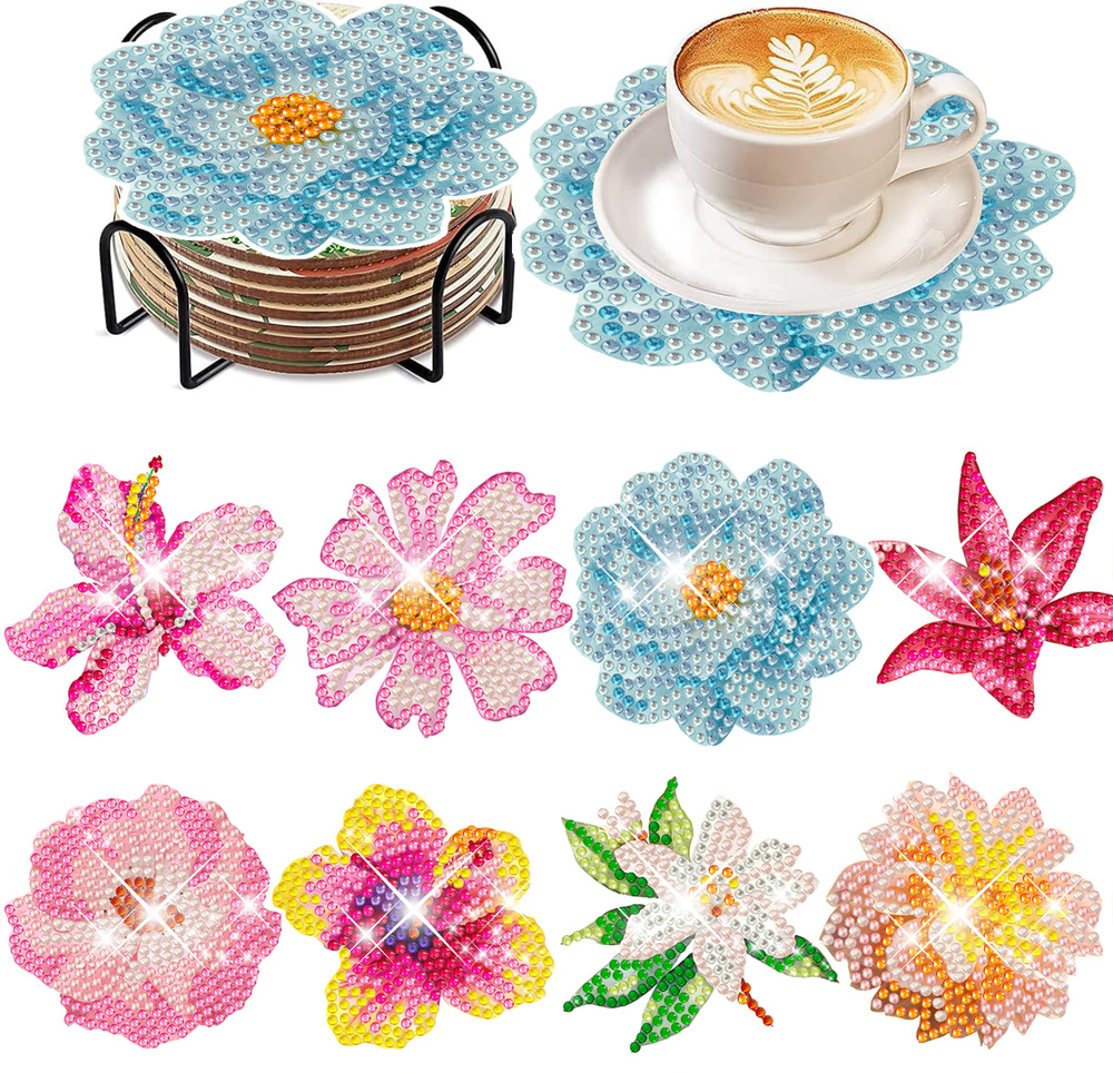 Алмазная мозаика цветочная композиция 8шт Алмазная вышивка / картина ...