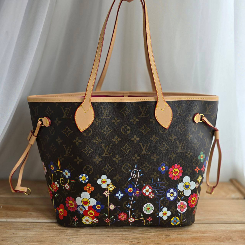 Сумка Louis Vuitton коричневая c цветами 33х29 купить на OZON по
