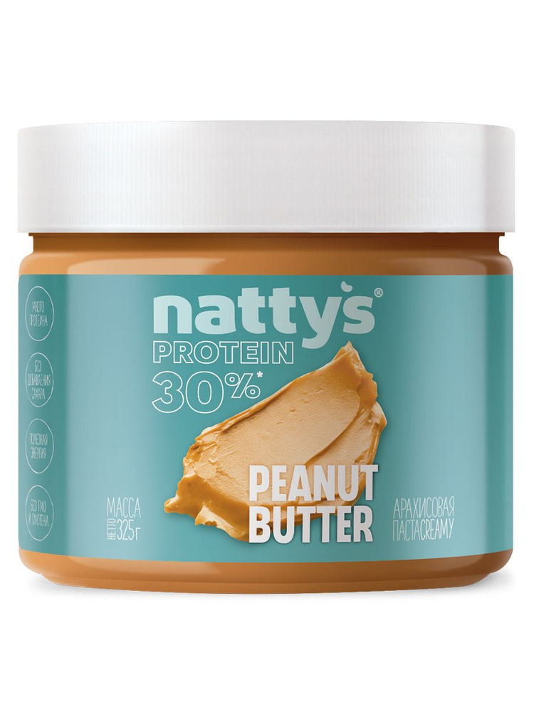 Nattys Протеиновая арахисовая паста без сахара, 325 гр #1