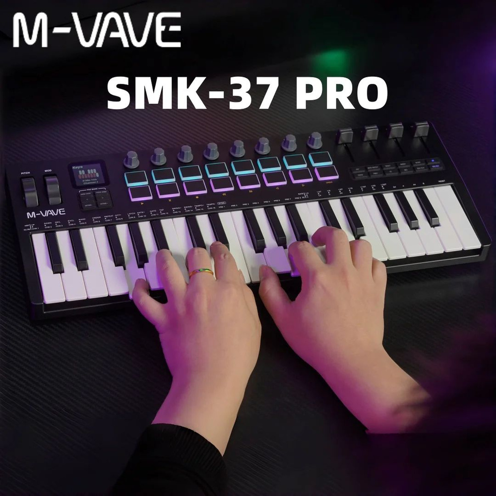M-vave Smk-37 Pro Black Midi-клавиатура: Встроенный Синтезатор 37