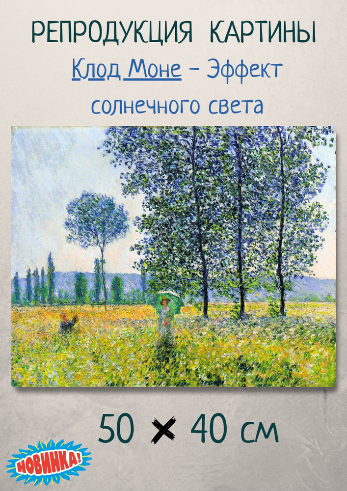 Клод Моне "Эффект солнечного света под тополями". Картина 50х40 #1