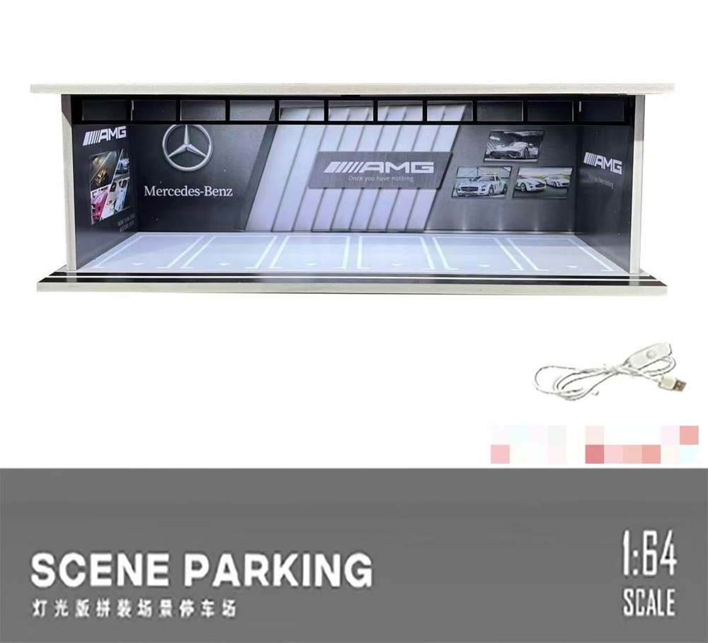 1 мл meiduoxing(moreart) Диорама гараж с подсветкой для машинок для моделей 1:64, Porsche BMW NISSAN #1