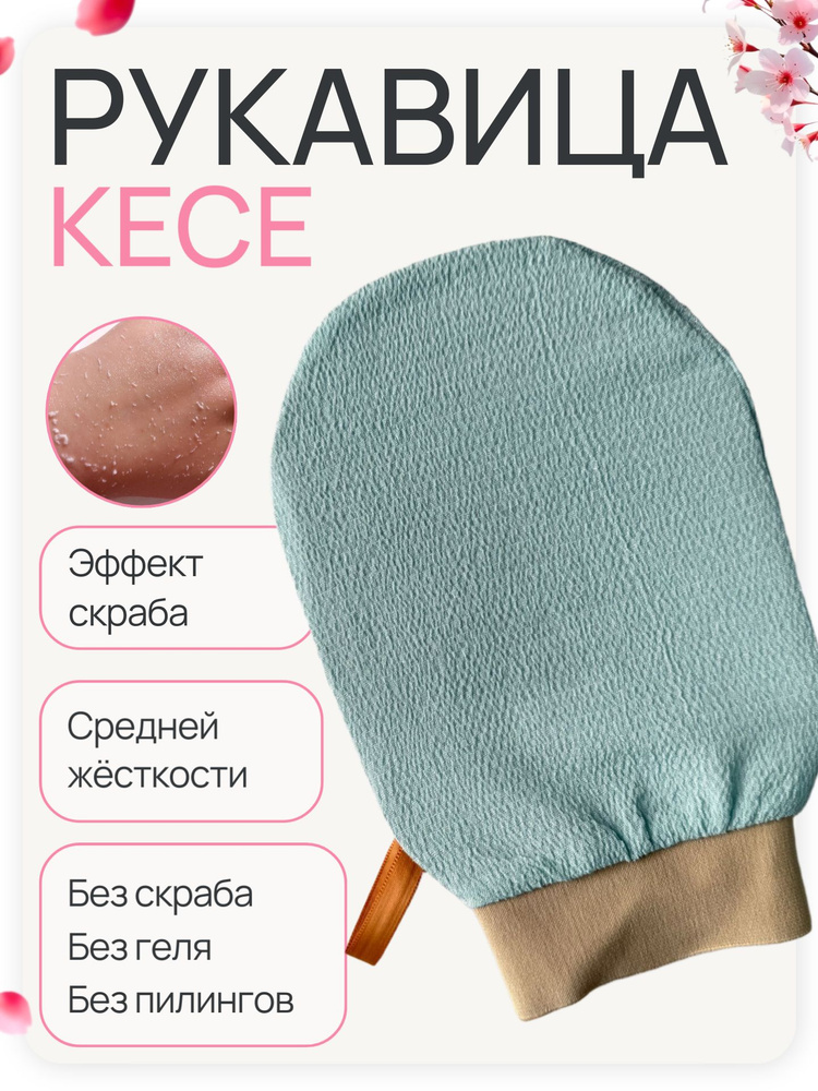 Скрабирующая перчатка для пилинга тела / рукавица кесе / зеленая #1