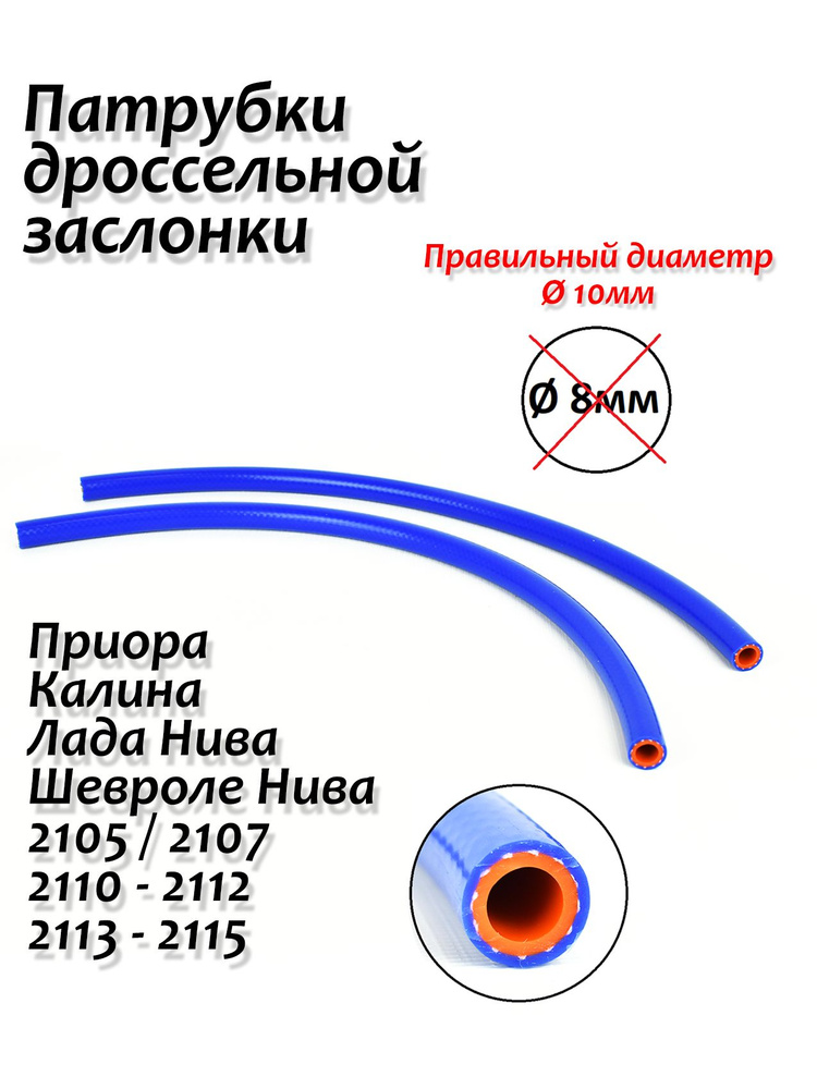 Патрубок охлаждения дроссельной заслонки / Патрубки подогрева дросселя шланг Армированный Силикон. ВАЗ #1