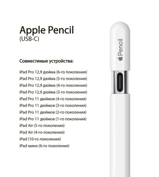 Стилус Apple Pencil (USB-C) 2023 (A3085) купить на OZON по низкой