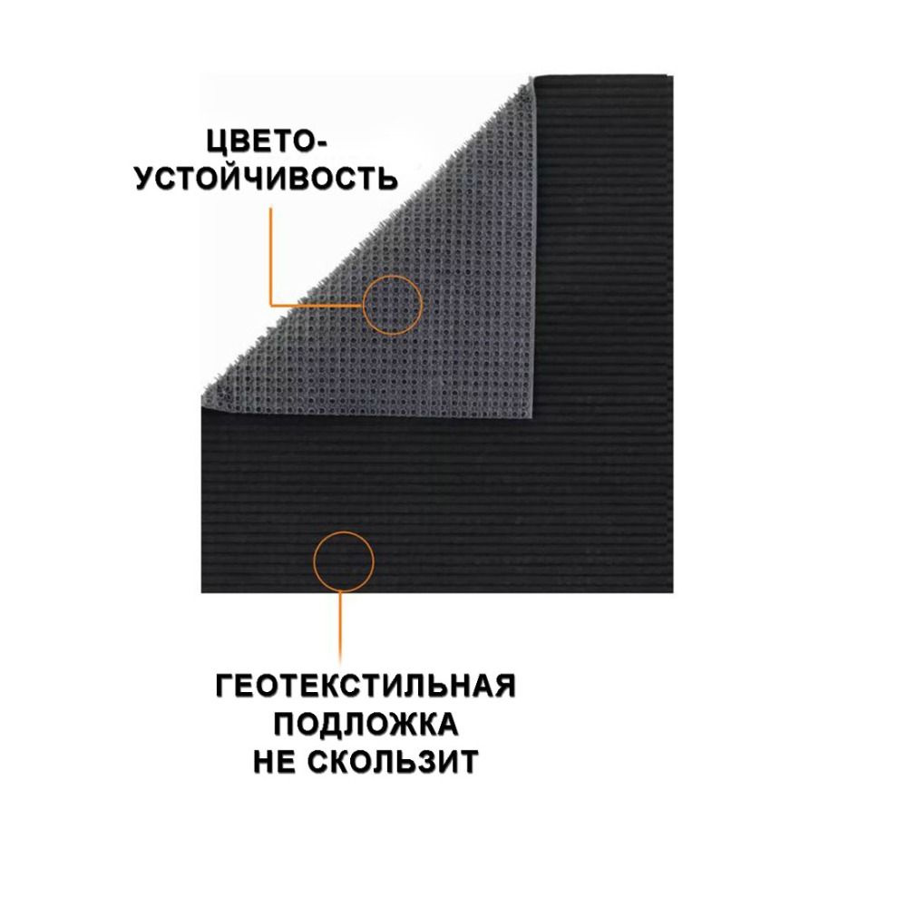 Коврик напольный придверный 60х90 см/ грязезащитное щетинистое покрытие "Травка"/ темно-серый 0,9*0,6м