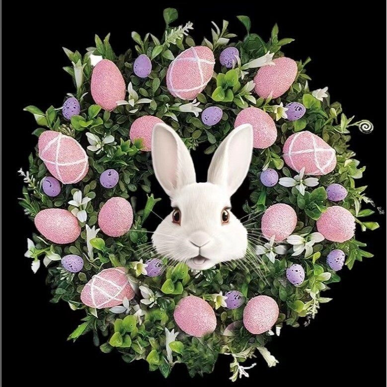 Пасхальное украшение Кролик Гирлянда Дом, 25 см в диаметре купить на ...