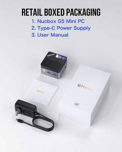 GMKtec Мини-ПК NucBox G5 LPDDR5 4800 МТ/с (Intel N97, RAM 12 ГБ