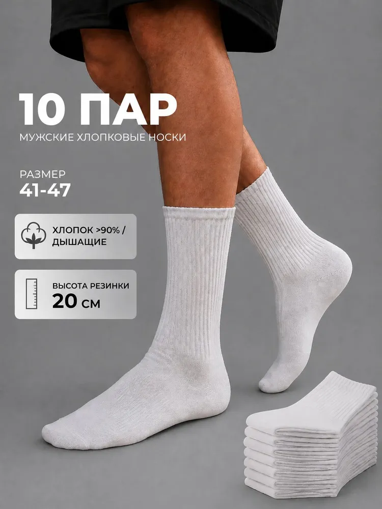 Носки мужские хлопковые, 10 пар