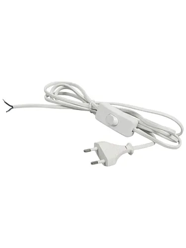 Провод сетевой с вилкой и выключателем, белый, 1.8м