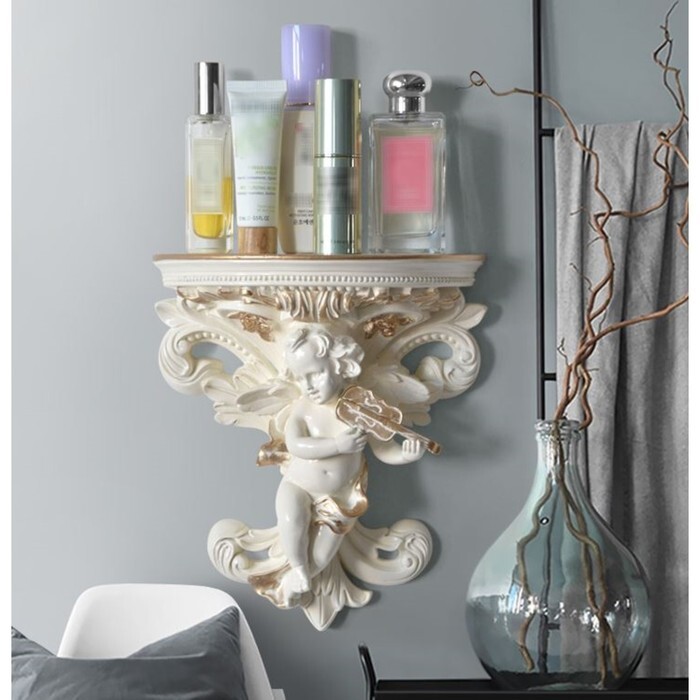 Декорнастенный-полка"Ангел",24x21см,белаясзолотом