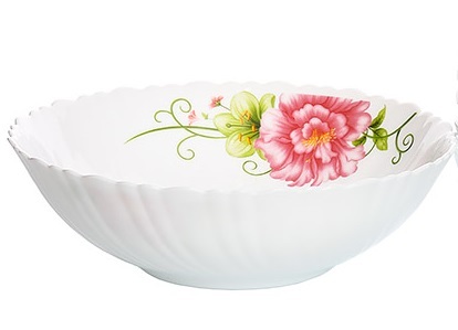 Салатник WHITE LILY глубокий, 1100 мл, диаметр 20 см, розовый, стеклокерамика