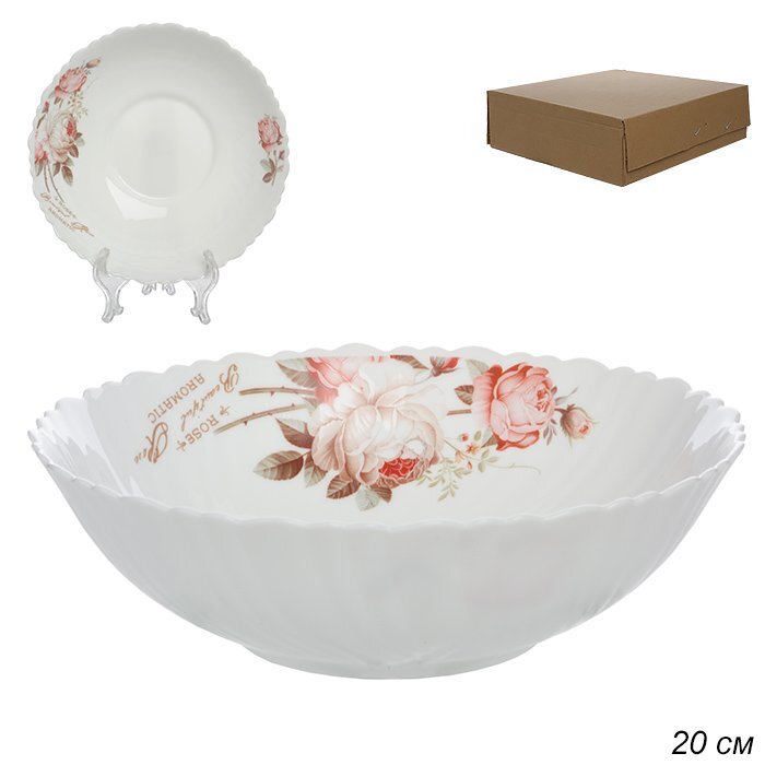 Салатник WHITE LILY Чайная роза , 1100 мл, розовый, стеклокерамика