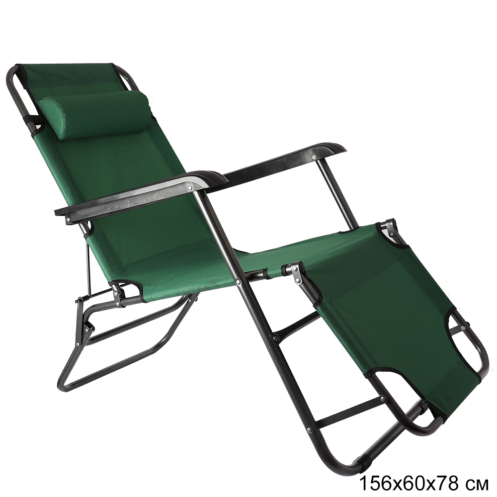 Кресло-шезлонг 153х60х78 см, зелёный, VT-530