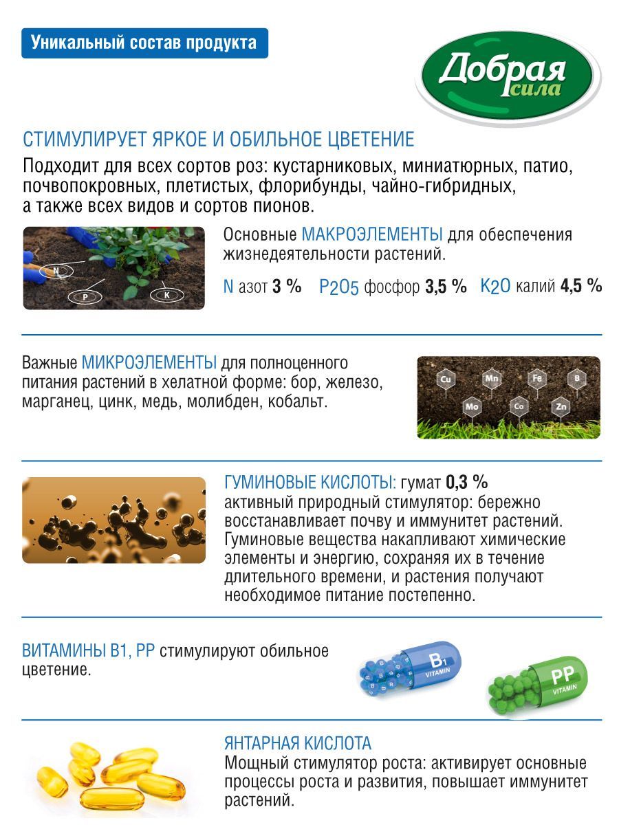 Удобрение для РОЗ всех сортов Добрая сила, концентрат, 1 л - купить с ...