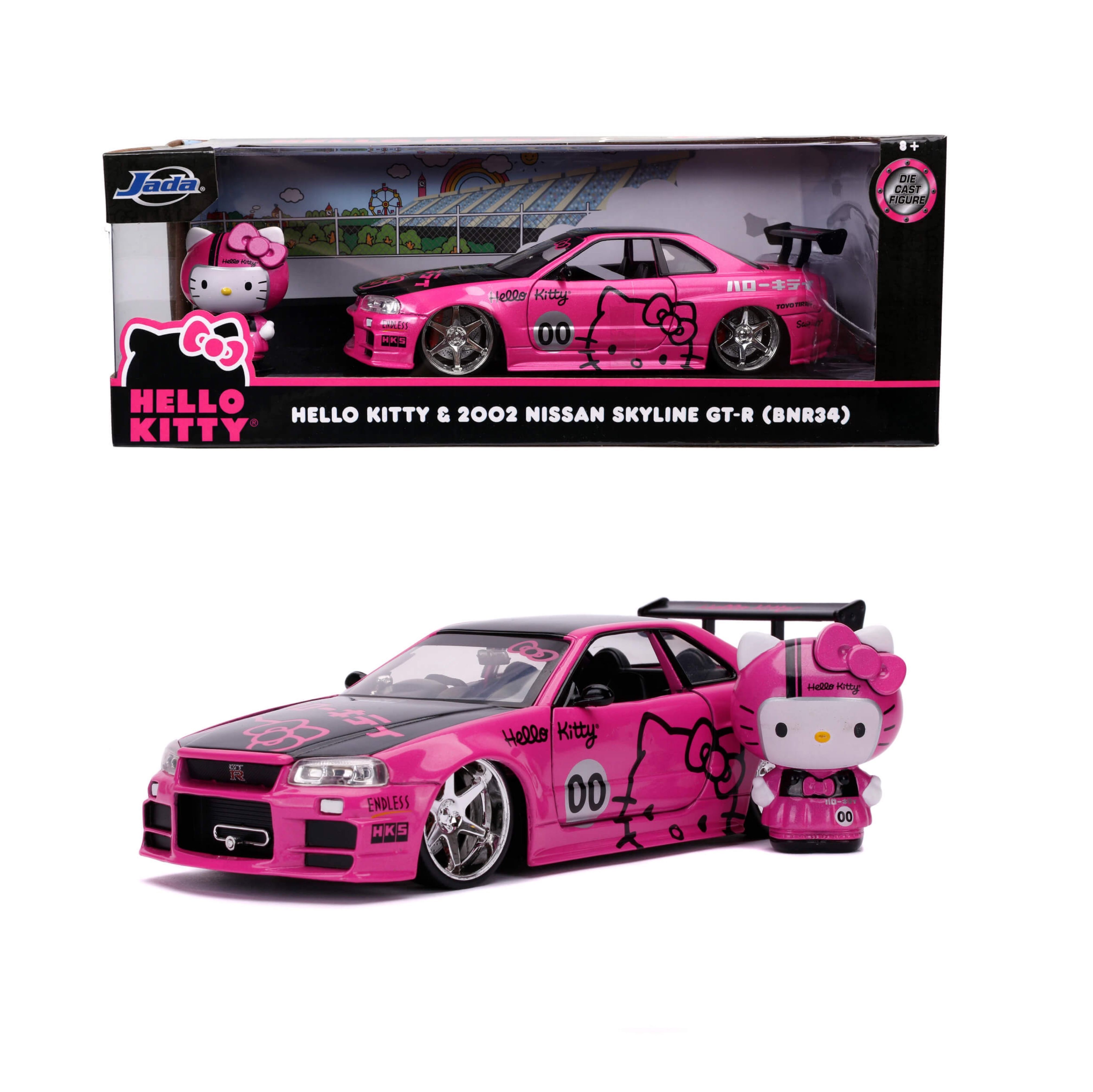 Hello Kitty 1:24 2002 Nissan Skyline GT-R (BNR34) Литой автомобиль