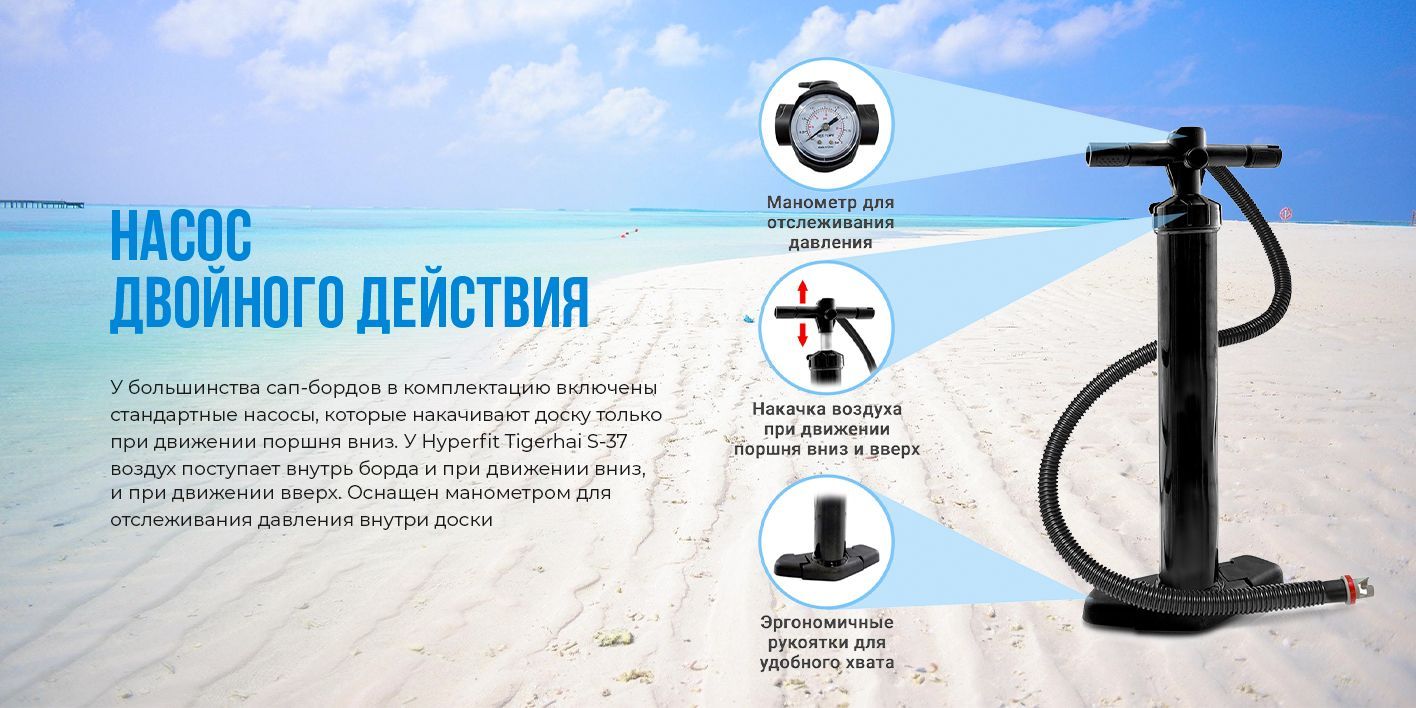 Сапборд /Надувная доска для sup-бординга двухслойная с веслом Hyperfit ...