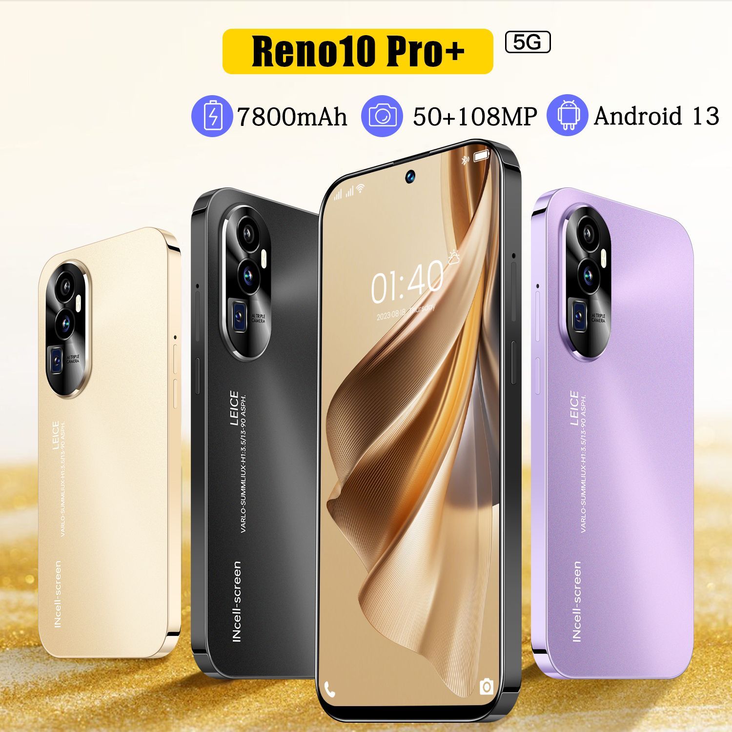 Смартфон Новый российский смартфон 2024 года в подарок на день рождения  Reno10Pro + встроенный аккумулятор большой емкости и процессор Snapdragon  8Gen3 + быстрое зарядное устройство + закаленная пленка высокой четкости +  умная