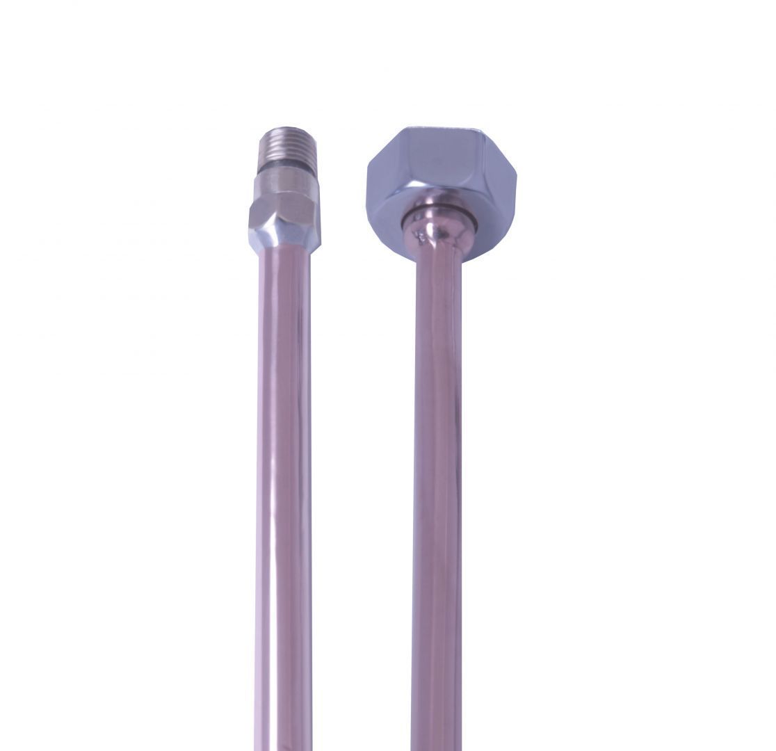 Жесткая подводка трубка d10 м10х1 l=35см хром. Медные трубки для смесителя. Удлинитель гибкой подводки для смесителя м10. Медные трубки для смесителя. Медная подводка для смесителя g1/2 - м10, 60 см, ригельсиб.