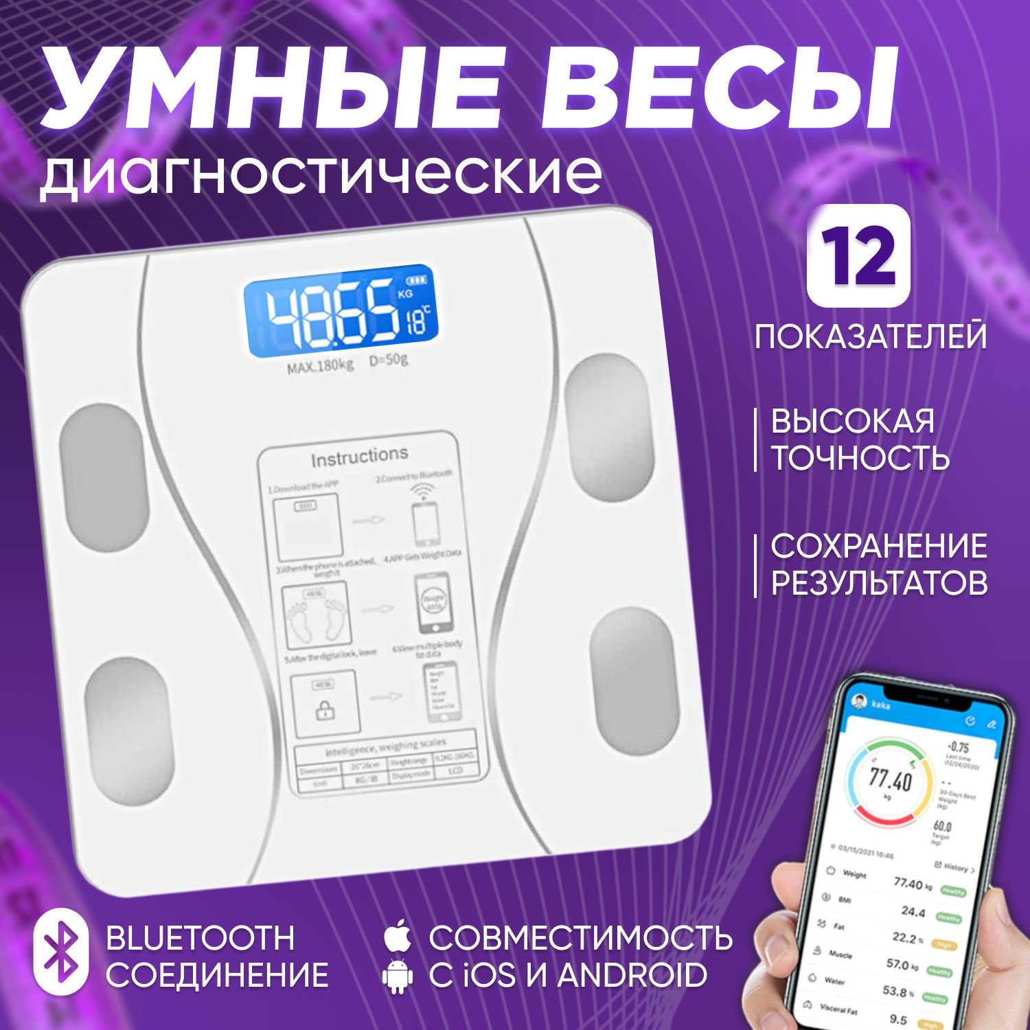 Напольные весы Техноmall весы, белый купить по низкой цене с доставкой ...