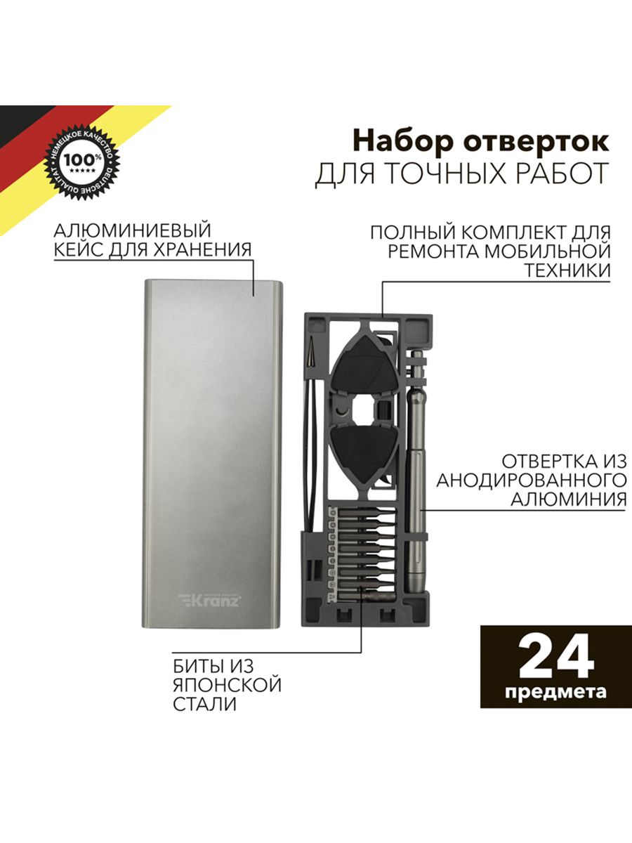 Набор отверток для точных работ RA-04, 24 предмета KRANZ - купить в  интернет-магазине OZON с доставкой по России (1180829353)