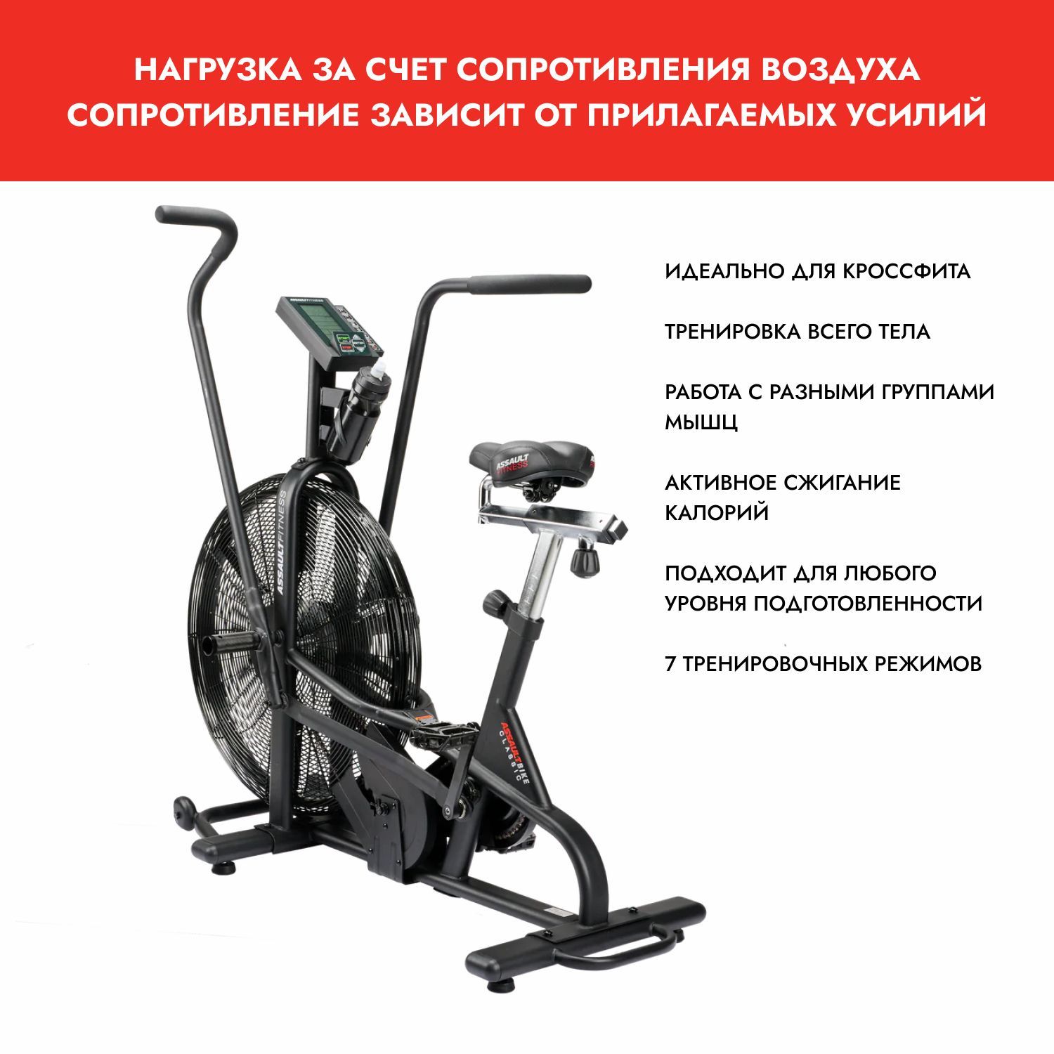 Велотренажер Assault Fitness AirBike Велоэллипсоид купить по доступной цене  с доставкой в интернет-магазине OZON (1256330116)