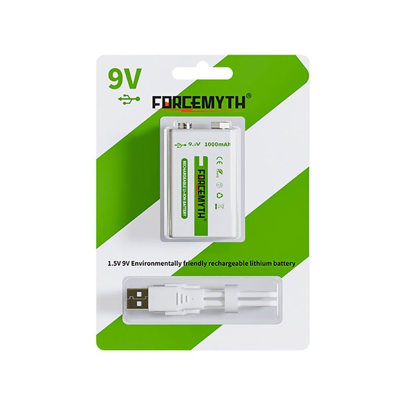 Аккумуляторная батарейка 9V, 9В, 1604, 6F22, 6R61 Перезаряжаемая Литий ...