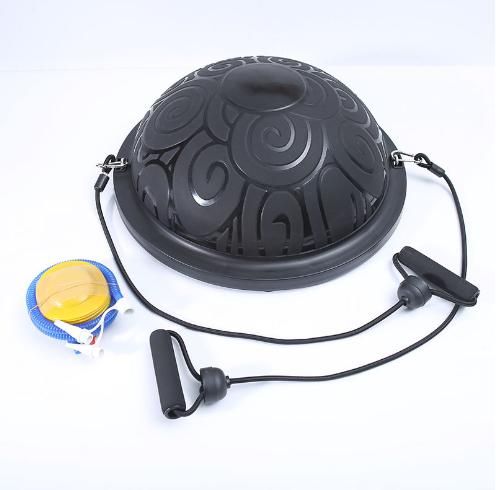 Полусфера балансировочная BOSU 46х15 см Woohooo Curls эспандер, насос, чёрная Полусфера балансировочная BOSU 46х15 см Woohooo Curls эспандер, насос, чёрная