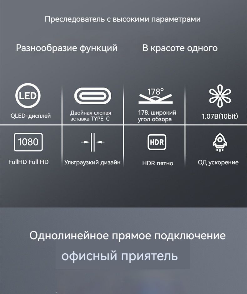 Монитор Монитор 15.6 ,серый металлик IPS-экран высокой четкости ...