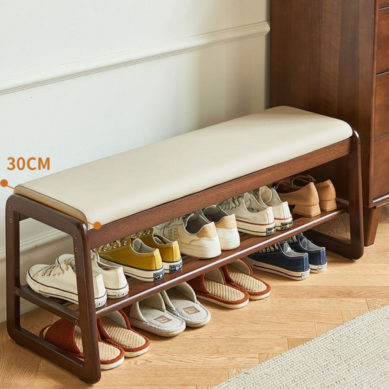 Скамейка с ячейками для обуви