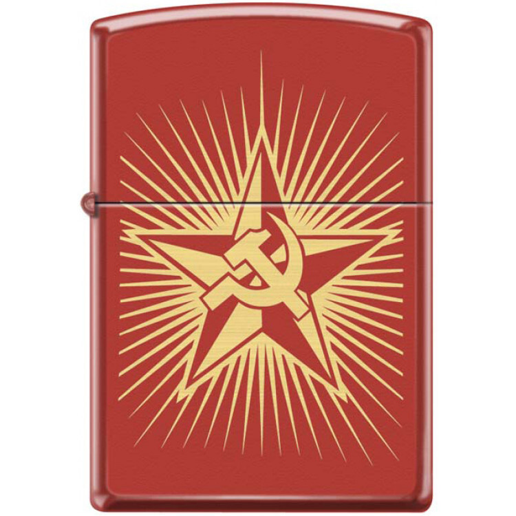 Зажигалка бензиновая ZIPPO Серп и Молот и Звезда Red Matte #1