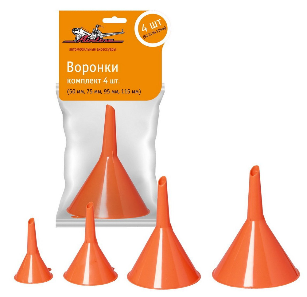 Воронки комплект 4 шт. (50 мм, 75 мм, 95 мм, 115 мм), в пакете с навершием (APF-01)