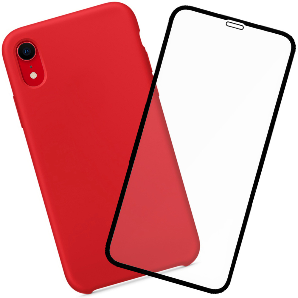 Силиконовый чехол Silicone Case для iPhone XR красный, комплект со стеклом  3D Tiger Glass - купить с доставкой по выгодным ценам в интернет-магазине  OZON (178309463)