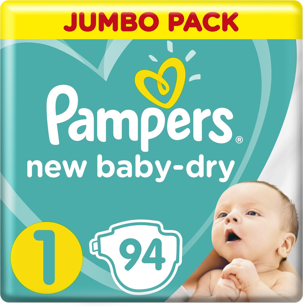 Подгузники Pampers New Baby-Dry для новорожденных 2-5 кг, 1 размер, 94 шт  #1