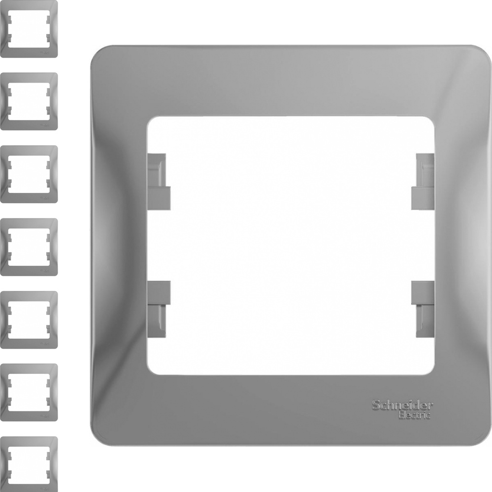 Рамка Schneider Electric Glossa одноместная горизонтальная алюминий (комплект из 7 шт.)  #1