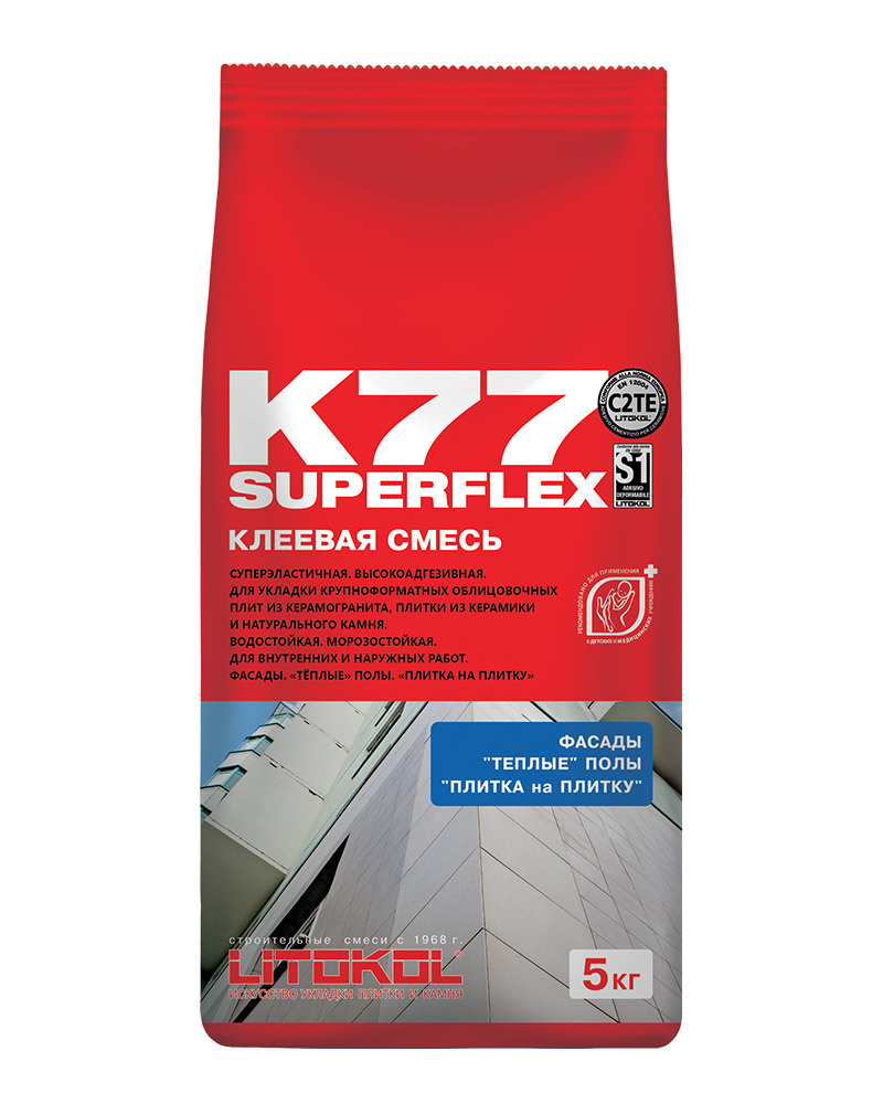 Суперэластичная клеевая смесь LITOKOL SUPERFLEX K77 (ЛИТОКОЛ СУПЕРФЛЕКС К 77), 5 кг  #1